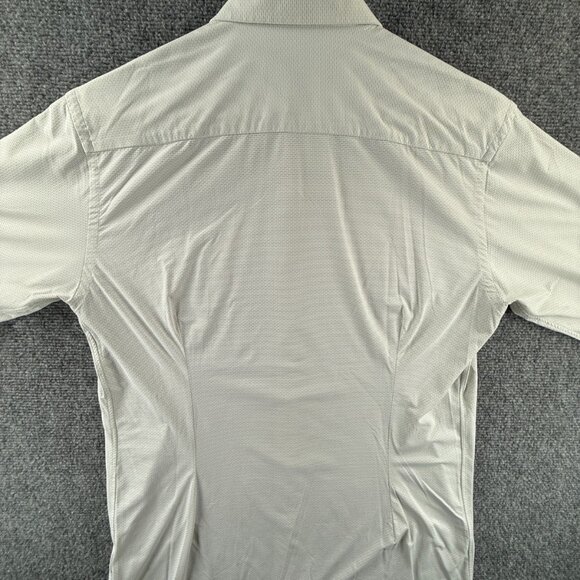 Eton Romania Nylon Spandex Gray Geometric Slim Two-Way Stretch 15.5 Elegant Work - Picture 15 of 16